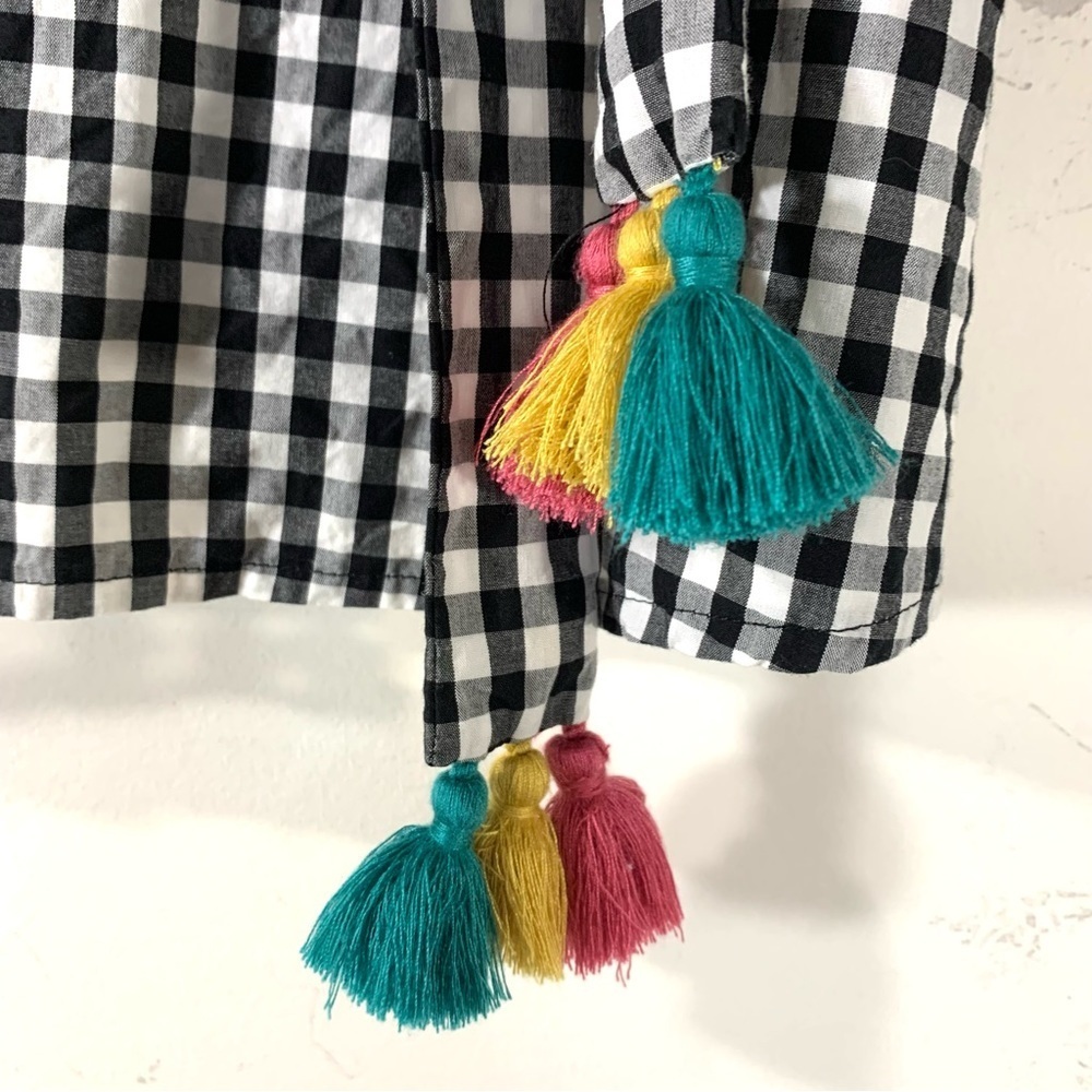 Madewell Smocked Gingham Blouse With Tassel Belt - Picture 9 of 14